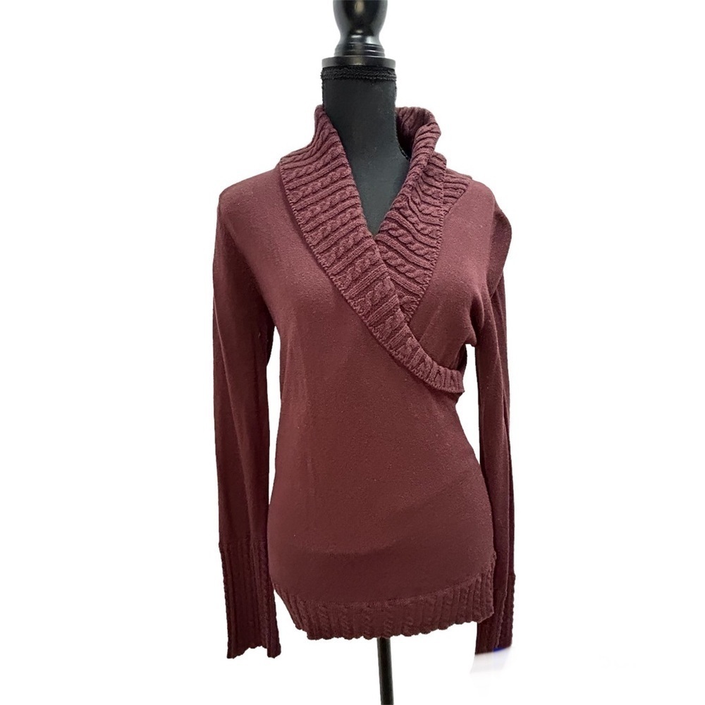 Bcbgmaxazria maroon burgundy knit sweater Sz M